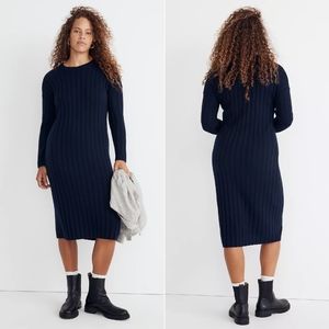 Madewell Navy (Re)sourced Ribbed Midi Sweater Dress Sz S
